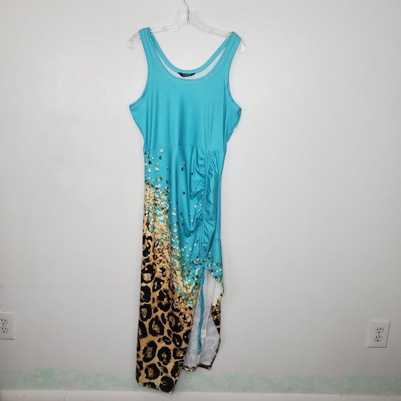 Chicme Ribbed Body Con Mixed Print Sleeveless Tank Top Torso Maxi Dress Size XL - Picture 10 of 10